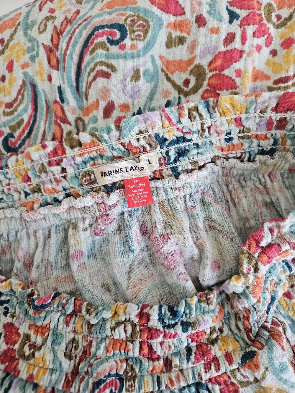 Marine Layer | Corrine Paisley Multi Double Cloth Cotton Maxi Skirt Womens Large - Picture 10 of 10